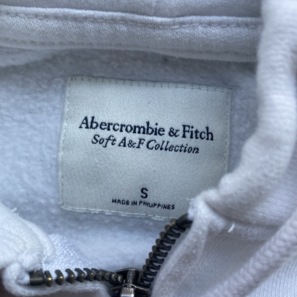 Y2K Abercrombie & Fitch White Logo Zip Up Hoodie Size Small 1444 - Picture 4 of 6